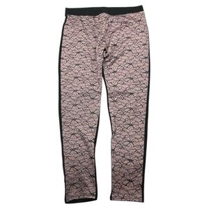 Connection 18 Pink Black Lace Print Leggings Women’s L Floral Pattern